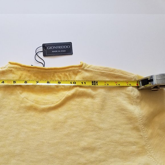 NWT Men's Gionfriddo 100% Cotton Italian Crew Neck Yellow Shirt Sweater Size M - Picture 13 of 15